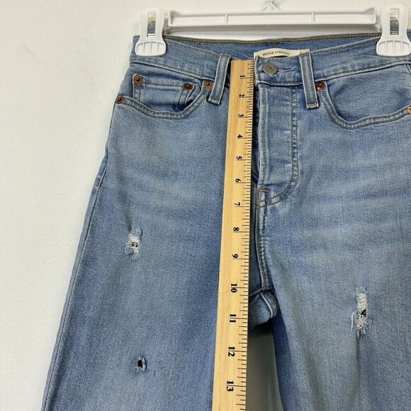 Levis Wedgie Straight Jeans Womens Size 24 Ankle Baggy Distressed - Picture 8 of 12